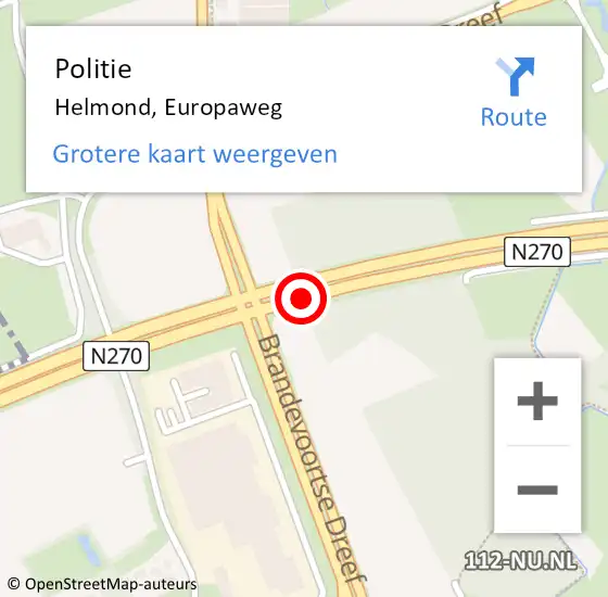 Locatie op kaart van de 112 melding: Politie Helmond, Europaweg op 20 mei 2018 17:58