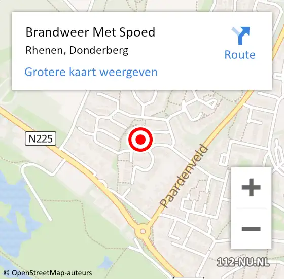 Locatie op kaart van de 112 melding: Brandweer Met Spoed Naar Rhenen, Donderberg op 20 mei 2018 19:11