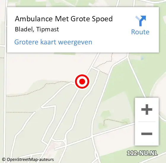 Locatie op kaart van de 112 melding: Ambulance Met Grote Spoed Naar Bladel, Tipmast op 20 mei 2018 19:16