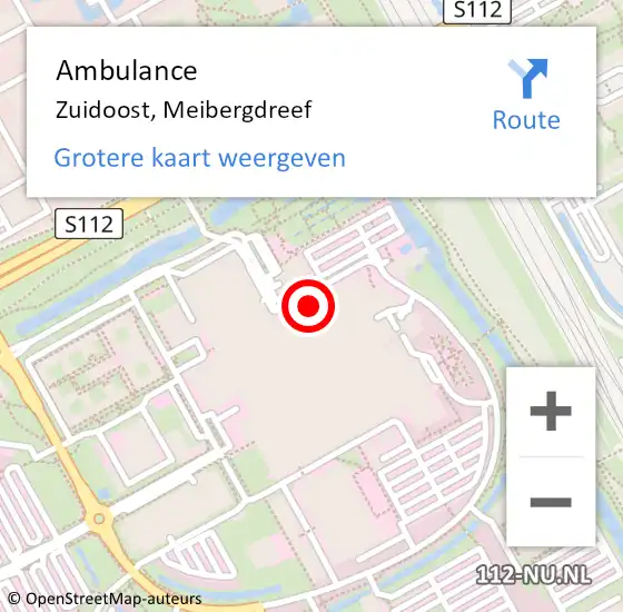 Locatie op kaart van de 112 melding: Ambulance Amsterdam, Meibergdreef op 20 mei 2018 19:19
