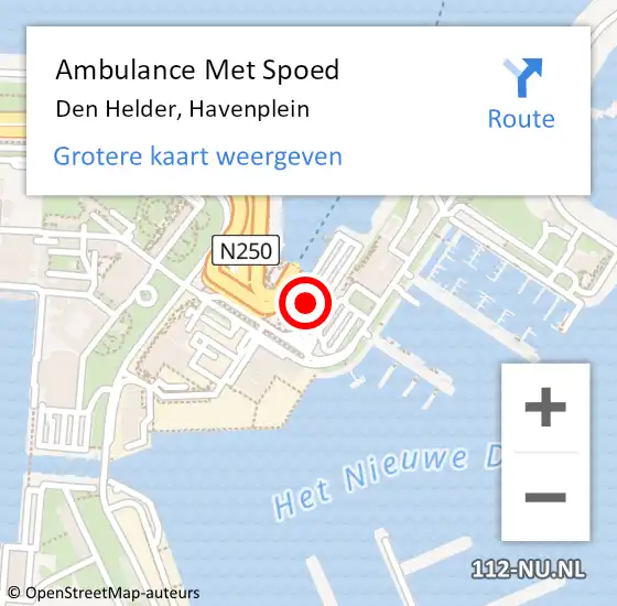 Locatie op kaart van de 112 melding: Ambulance Met Spoed Naar Den Helder, Havenplein op 20 mei 2018 19:40