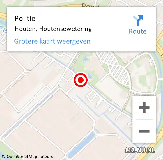 Locatie op kaart van de 112 melding: Politie Houten, Houtensewetering op 20 mei 2018 22:25