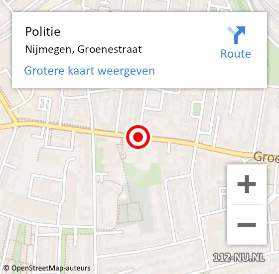 Locatie op kaart van de 112 melding: Politie Nijmegen, Groenestraat op 20 mei 2018 23:44