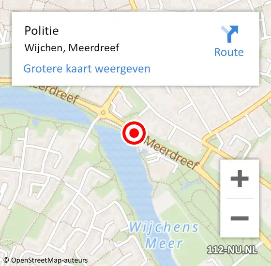 Locatie op kaart van de 112 melding: Politie Wijchen, Meerdreef op 20 mei 2018 23:59