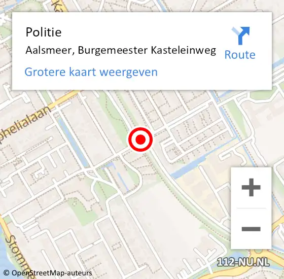 Locatie op kaart van de 112 melding: Politie Aalsmeer, Burgemeester Kasteleinweg op 21 mei 2018 00:17