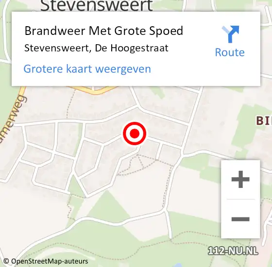 Locatie op kaart van de 112 melding: Brandweer Met Grote Spoed Naar Stevensweert, De Hoogestraat op 21 mei 2018 05:27