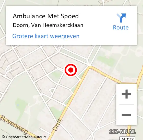 Locatie op kaart van de 112 melding: Ambulance Met Spoed Naar Doorn, Van Heemskercklaan op 21 mei 2018 05:51