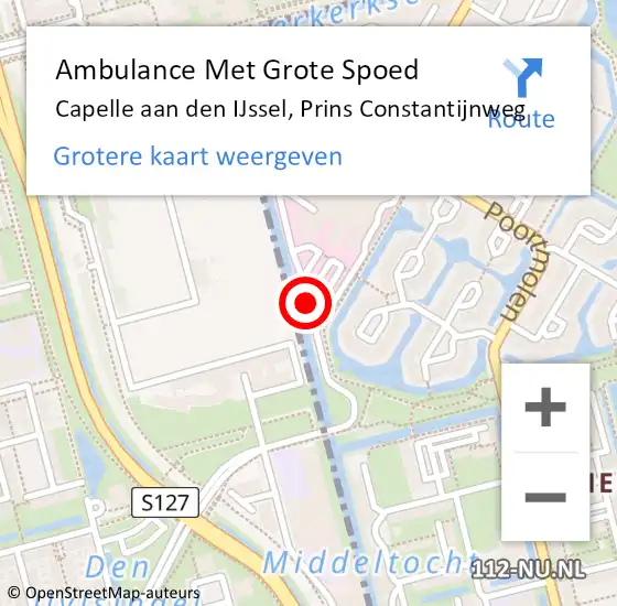 Locatie op kaart van de 112 melding: Ambulance Met Grote Spoed Naar Capelle aan den IJssel, Prins Constantijnweg op 21 mei 2018 07:15