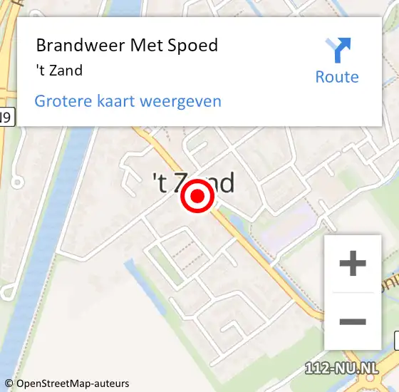 Locatie op kaart van de 112 melding: Brandweer Met Spoed Naar 't Zand op 21 mei 2018 07:55