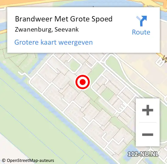 Locatie op kaart van de 112 melding: Brandweer Met Grote Spoed Naar Zwanenburg, Seevank op 21 mei 2018 09:01