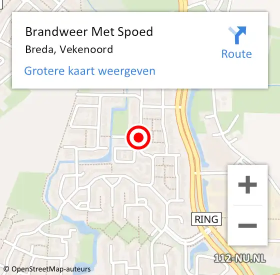 Locatie op kaart van de 112 melding: Brandweer Met Spoed Naar Breda, Vekenoord op 21 mei 2018 09:20