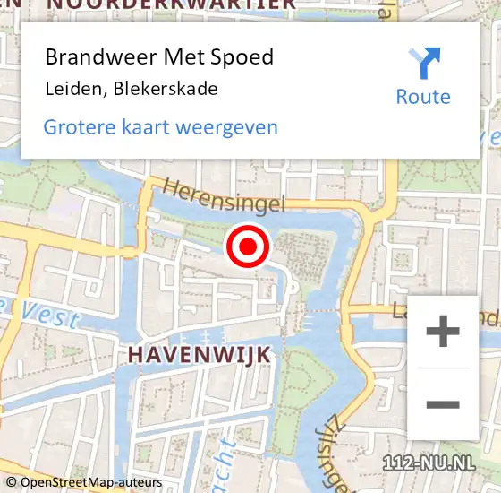 Locatie op kaart van de 112 melding: Brandweer Met Spoed Naar Leiden, Blekerskade op 21 mei 2018 09:31