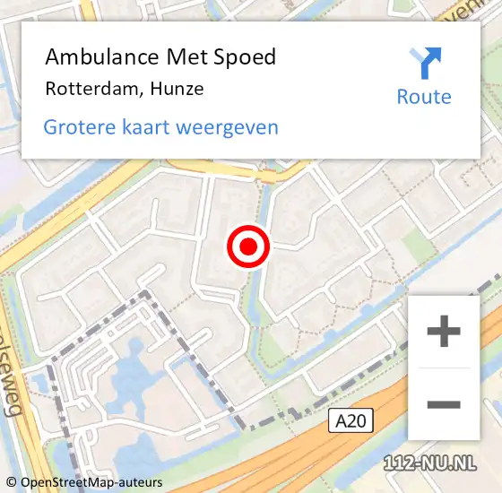 Locatie op kaart van de 112 melding: Ambulance Met Spoed Naar Rotterdam, Hunze op 21 mei 2018 10:39