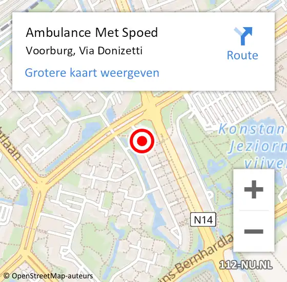 Locatie op kaart van de 112 melding: Ambulance Met Spoed Naar Voorburg, Via Donizetti op 21 mei 2018 10:42