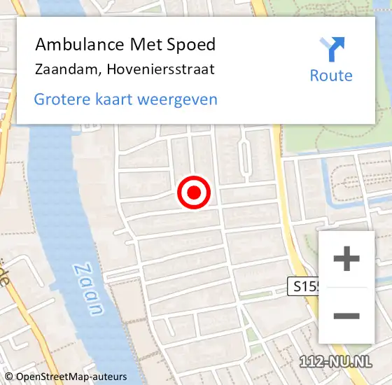 Locatie op kaart van de 112 melding: Ambulance Met Spoed Naar Zaandam, Hoveniersstraat op 21 mei 2018 10:57
