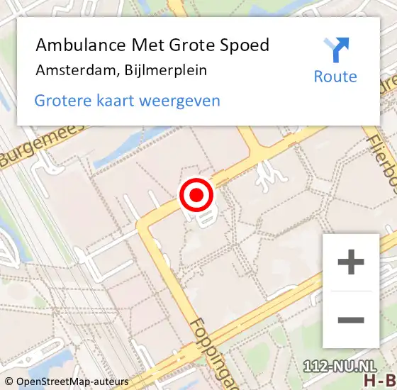 Locatie op kaart van de 112 melding: Ambulance Met Grote Spoed Naar Amsterdam, Bijlmerplein op 21 mei 2018 10:58