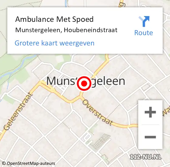 Locatie op kaart van de 112 melding: Ambulance Met Spoed Naar Munstergeleen, Houbeneindstraat op 25 februari 2014 09:35