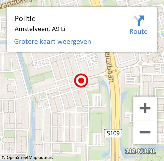 Locatie op kaart van de 112 melding: Politie Amstelveen, Provincialeweg op 21 mei 2018 13:10