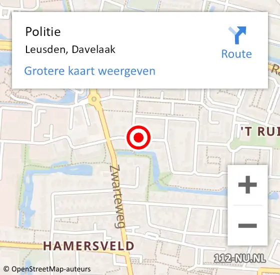 Locatie op kaart van de 112 melding: Politie Leusden, Davelaak op 21 mei 2018 14:31