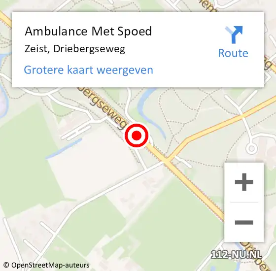 Locatie op kaart van de 112 melding: Ambulance Met Spoed Naar Zeist, Driebergseweg op 21 mei 2018 14:47