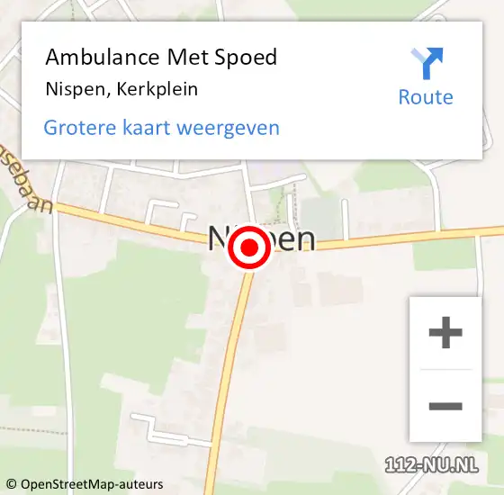 Locatie op kaart van de 112 melding: Ambulance Met Spoed Naar Nispen, Kerkplein op 21 mei 2018 15:08