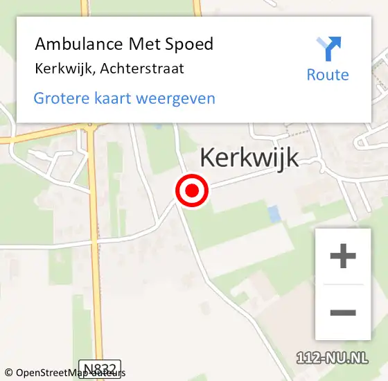 Locatie op kaart van de 112 melding: Ambulance Met Spoed Naar Kerkwijk, Achterstraat op 21 mei 2018 17:22
