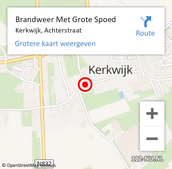 Locatie op kaart van de 112 melding: Brandweer Met Grote Spoed Naar Kerkwijk, Achterstraat op 21 mei 2018 17:29