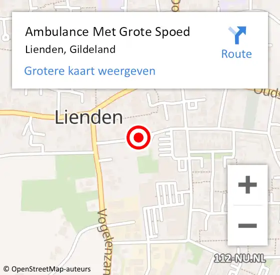 Locatie op kaart van de 112 melding: Ambulance Met Grote Spoed Naar Lienden, Gildeland op 21 mei 2018 20:02