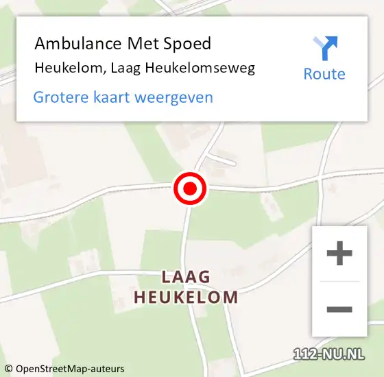 Locatie op kaart van de 112 melding: Ambulance Met Spoed Naar Heukelom, Laag Heukelomseweg op 21 mei 2018 20:05