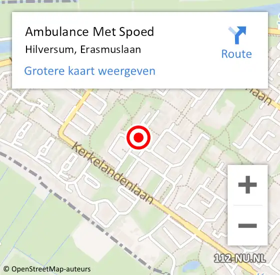 Locatie op kaart van de 112 melding: Ambulance Met Spoed Naar Hilversum, Erasmuslaan op 25 februari 2014 10:17