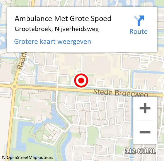 Locatie op kaart van de 112 melding: Ambulance Met Grote Spoed Naar Grootebroek, Nijverheidsweg op 21 mei 2018 22:16