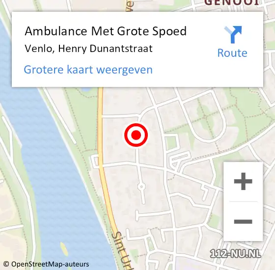 Locatie op kaart van de 112 melding: Ambulance Met Grote Spoed Naar Venlo, Henry Dunantstraat op 21 mei 2018 22:31