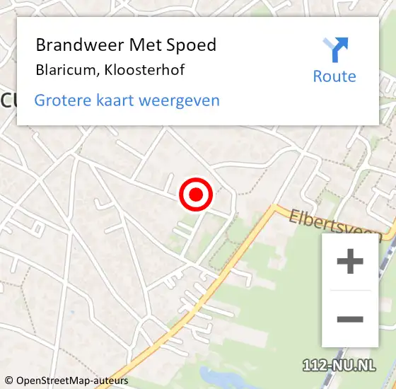 Locatie op kaart van de 112 melding: Brandweer Met Spoed Naar Blaricum, Kloosterhof op 21 mei 2018 23:30