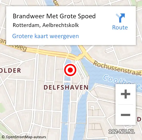 Locatie op kaart van de 112 melding: Brandweer Met Grote Spoed Naar Rotterdam, Aelbrechtskolk op 22 mei 2018 00:10