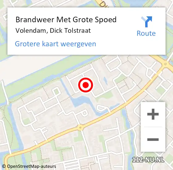Locatie op kaart van de 112 melding: Brandweer Met Grote Spoed Naar Volendam, Dick Tolstraat op 22 mei 2018 00:14