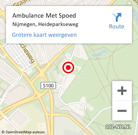 Locatie op kaart van de 112 melding: Ambulance Met Spoed Naar Nijmegen, Heideparkseweg op 22 mei 2018 01:12