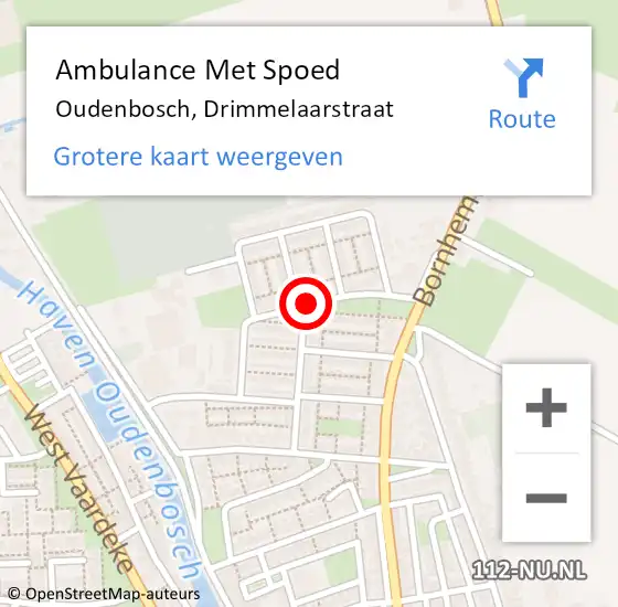 Locatie op kaart van de 112 melding: Ambulance Met Spoed Naar Oudenbosch, Drimmelaarstraat op 22 mei 2018 01:18