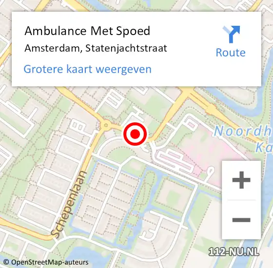 Locatie op kaart van de 112 melding: Ambulance Met Spoed Naar Amsterdam, Statenjachtstraat op 22 mei 2018 01:24