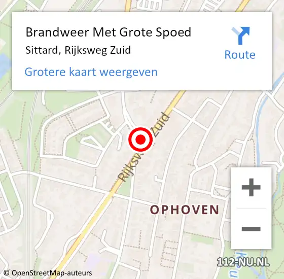 Locatie op kaart van de 112 melding: Brandweer Met Grote Spoed Naar Sittard, Rijksweg Zuid op 22 mei 2018 01:35
