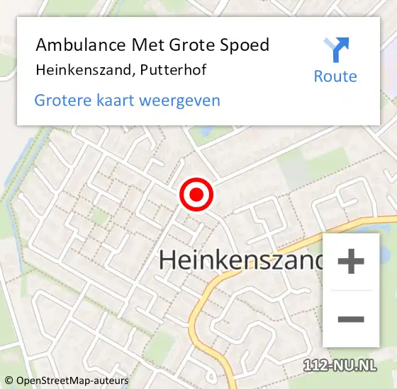 Locatie op kaart van de 112 melding: Ambulance Met Grote Spoed Naar Heinkenszand, Putterhof op 22 mei 2018 02:02