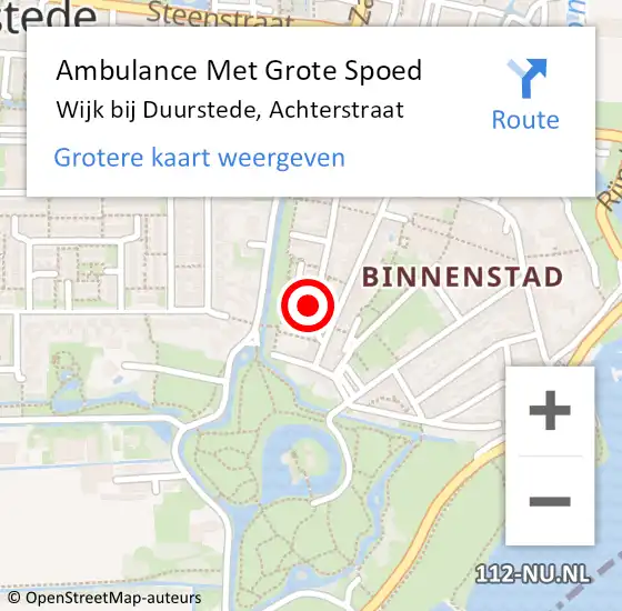 Locatie op kaart van de 112 melding: Ambulance Met Grote Spoed Naar Wijk bij Duurstede, Achterstraat op 22 mei 2018 08:50