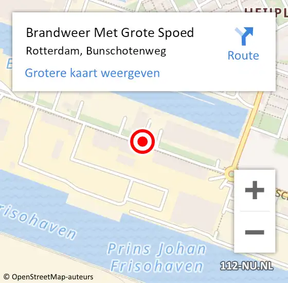 Locatie op kaart van de 112 melding: Brandweer Met Grote Spoed Naar Rotterdam, Bunschotenweg op 22 mei 2018 10:06