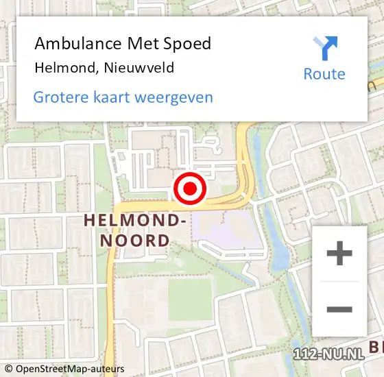 Locatie op kaart van de 112 melding: Ambulance Met Spoed Naar Helmond, Nieuwveld op 22 mei 2018 10:27