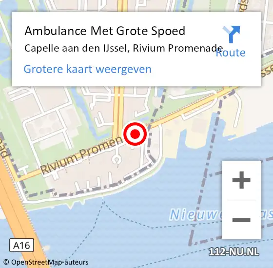 Locatie op kaart van de 112 melding: Ambulance Met Grote Spoed Naar Capelle aan den IJssel, Rivium Promenade op 22 mei 2018 11:09