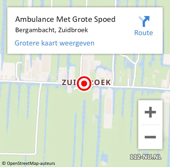 Locatie op kaart van de 112 melding: Ambulance Met Grote Spoed Naar Bergambacht, Zuidbroek op 22 mei 2018 11:36