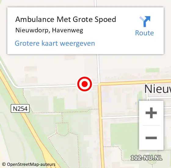 Locatie op kaart van de 112 melding: Ambulance Met Grote Spoed Naar Nieuwdorp, Havenweg op 22 mei 2018 12:07