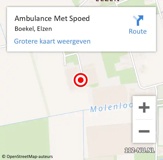 Locatie op kaart van de 112 melding: Ambulance Met Spoed Naar Boekel, Elzen op 22 mei 2018 14:03