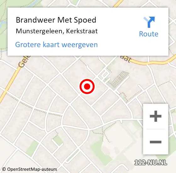 Locatie op kaart van de 112 melding: Brandweer Met Spoed Naar Munstergeleen, Kerkstraat op 22 mei 2018 16:37