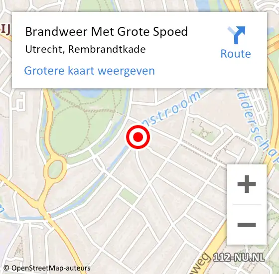 Locatie op kaart van de 112 melding: Brandweer Met Grote Spoed Naar Utrecht, Rembrandtkade op 22 mei 2018 17:09