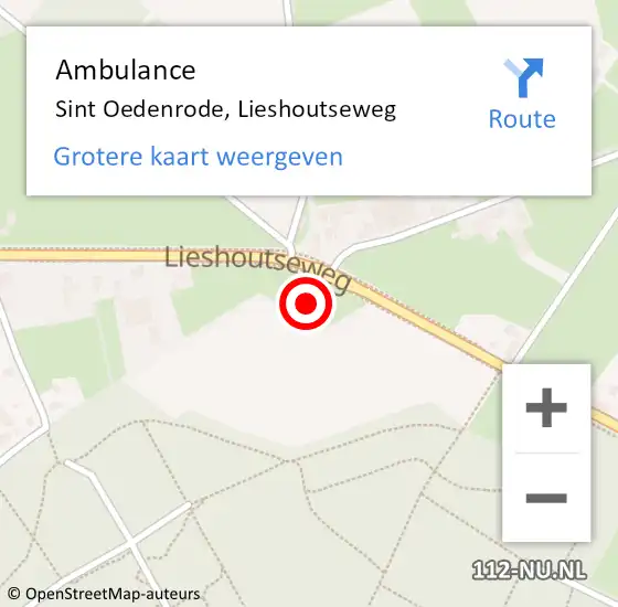 Locatie op kaart van de 112 melding: Ambulance Sint Oedenrode, Lieshoutseweg op 22 mei 2018 17:40